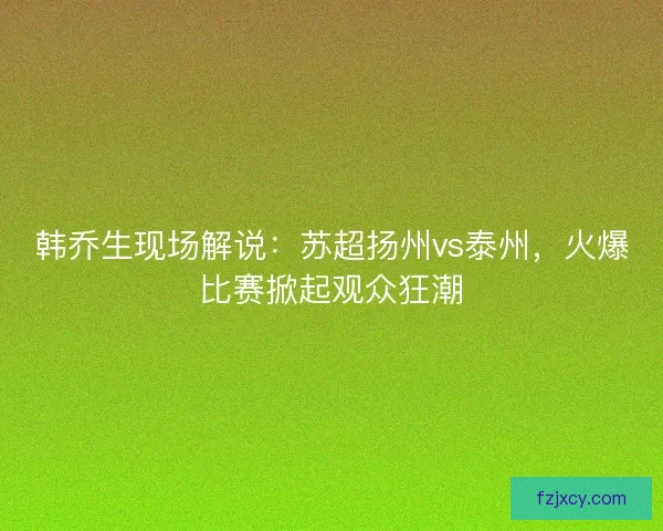 韩乔生现场解说：苏超扬州vs泰州，火爆比赛掀起观众狂潮