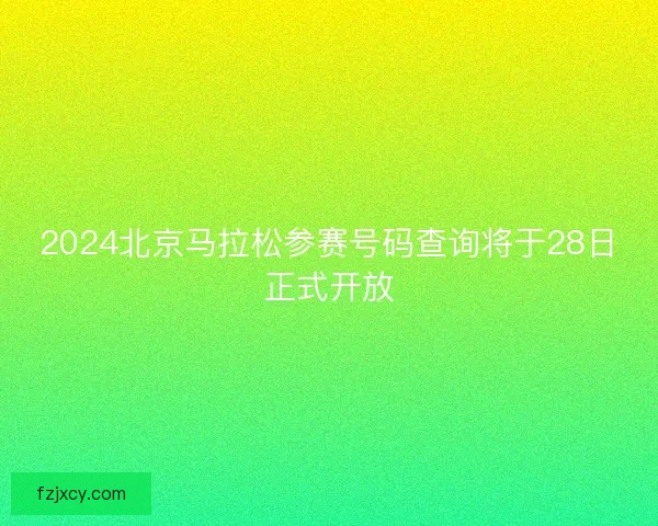 2024北京马拉松参赛号码查询将于28日正式开放